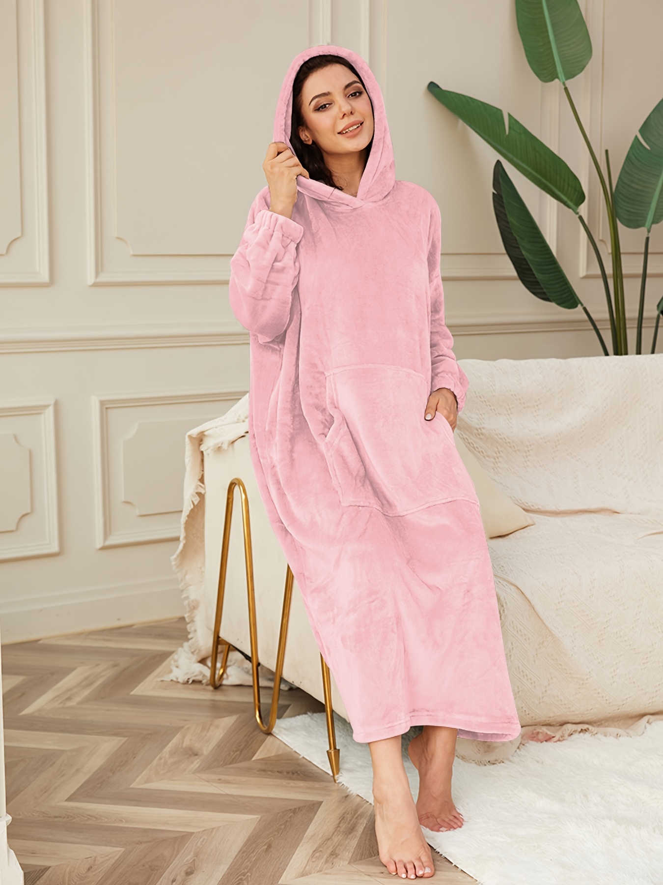 Temu Cute Teddy Bear Hooded Bathrobe, Warm & Fuzzy Hooded Lounge Robe With  Pockets & Belt, Casual Comfy Robes, Women's Sleepwear 15.99