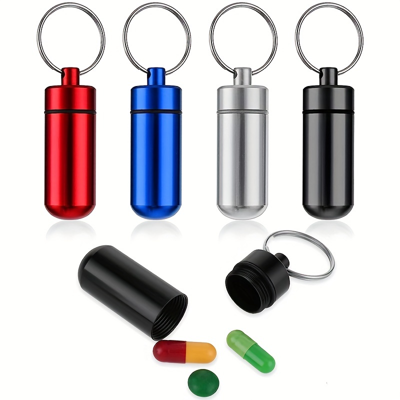 Small Portable Pill Box Keychain (3 Pack), Aluminium Alloy Mini