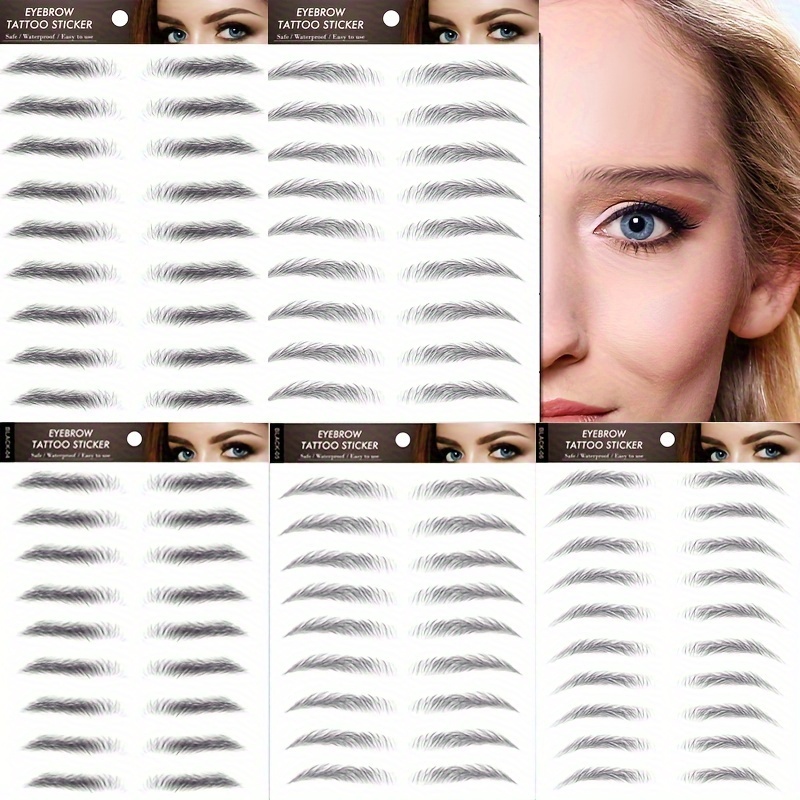 3D Stick-On Eyebrows Sticker Eye Brow Makeup Decal (9 Pairs)