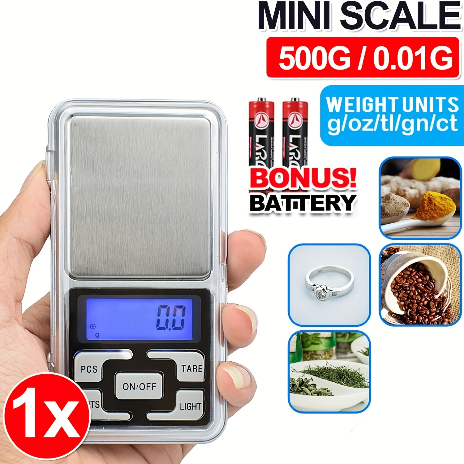 Electronic Pocket Scale 500g/0.01g Precision Jewelry Scale Balance for Diamonds and Gram Weight, Women's, Size: 4, Grey Type