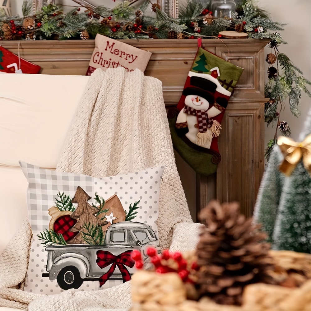 Red Truck Christmas Throw Pillow Family Christmas Pillow Family