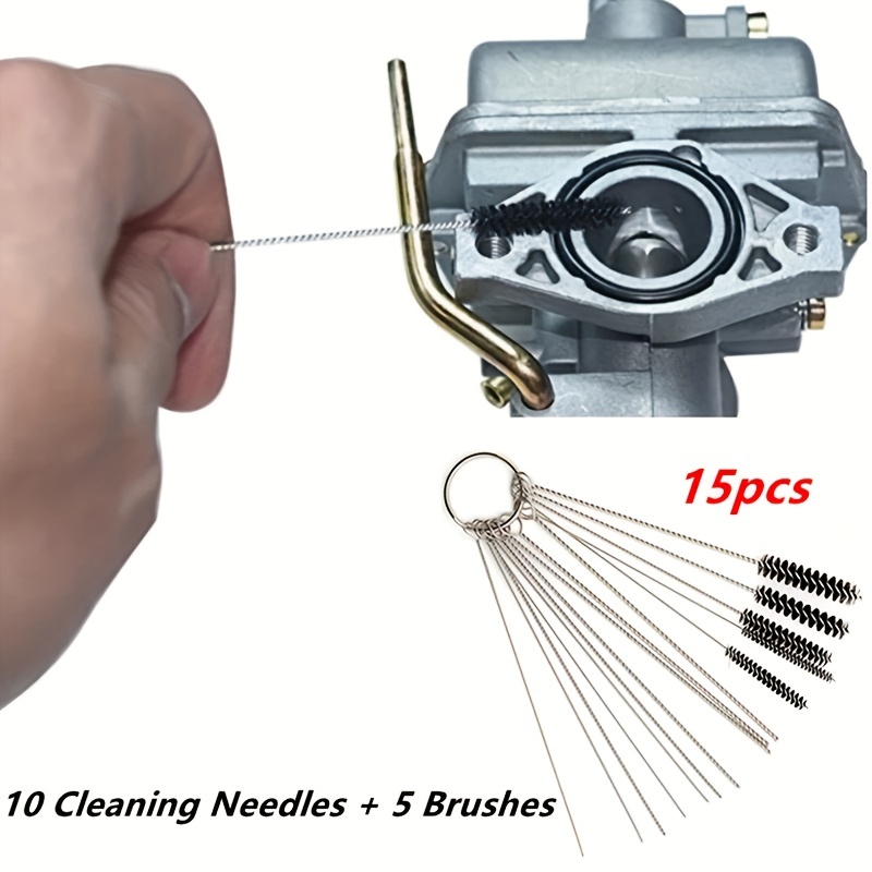 15pcs Carburetor Cleaning Brush Set - 10 Needles & 5 Brushes for Carbon  Dirt Jet Cleaning