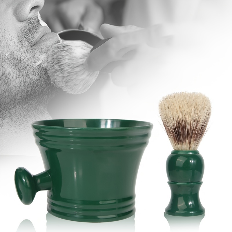 Kit de afeitado de 4 piezas, juego de brochas de afeitar para hombre,  incluye maquinilla de afeitar manual + soporte de acero inoxidable +  cepillo de
