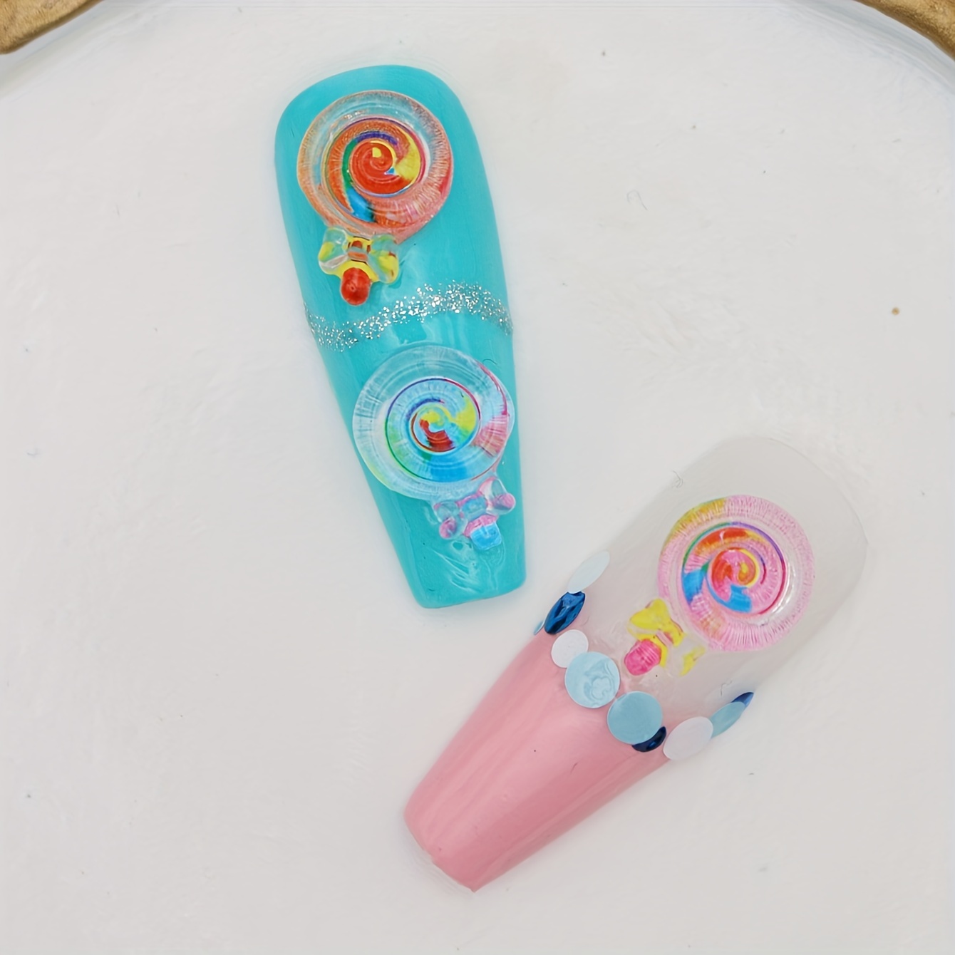 50pcs 6mm Lollipop Nail Art Charms Kawaii Resin Acrylic