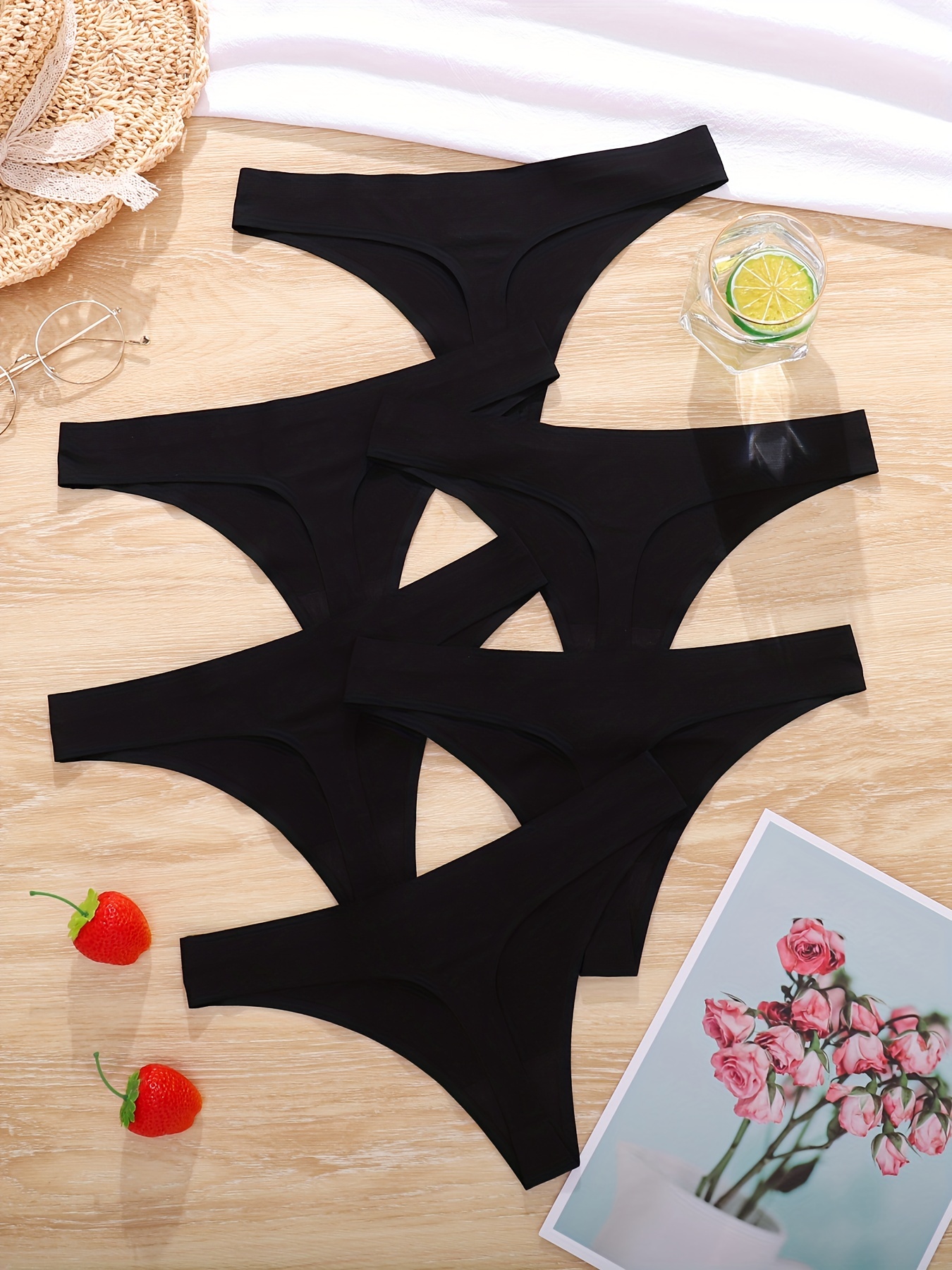 Simple Solid Thongs Soft Comfy Stretchy Intimates Panties - Temu Canada