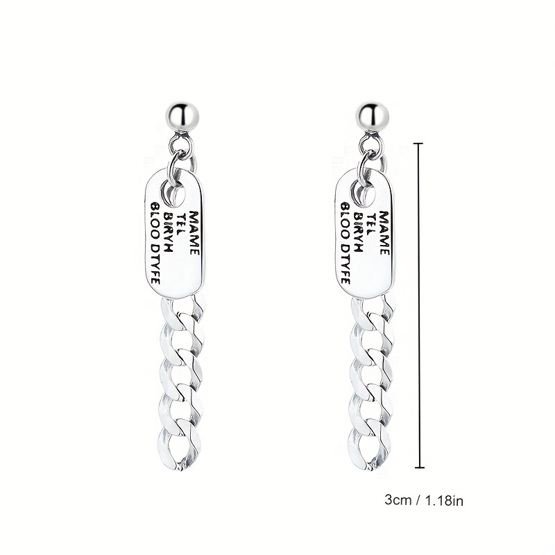 Men's Fashion Zircon Letter ok Earrings, Hip-hop Trendy Punk