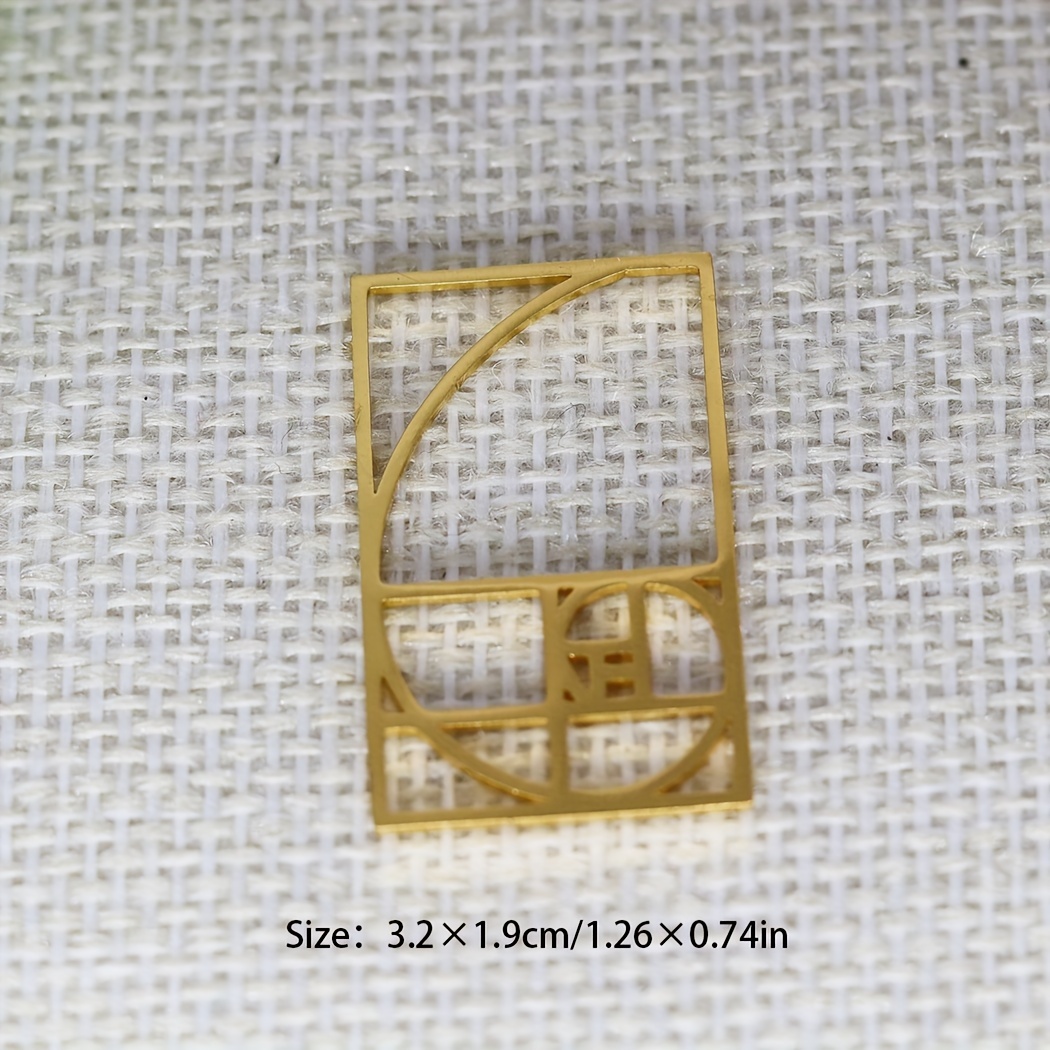 5pc Fibonacci Two Tone Finish Geometry Math Charm Pendant for Necklace Crafts