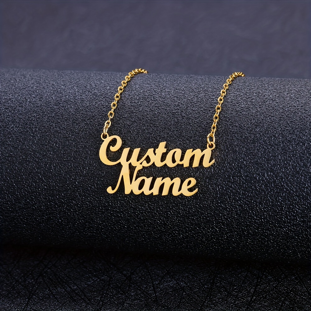 

Personalized Hollow 2 Names Necklace, Customized Stainless Steel Double Layer Letter Name Pendant Necklace