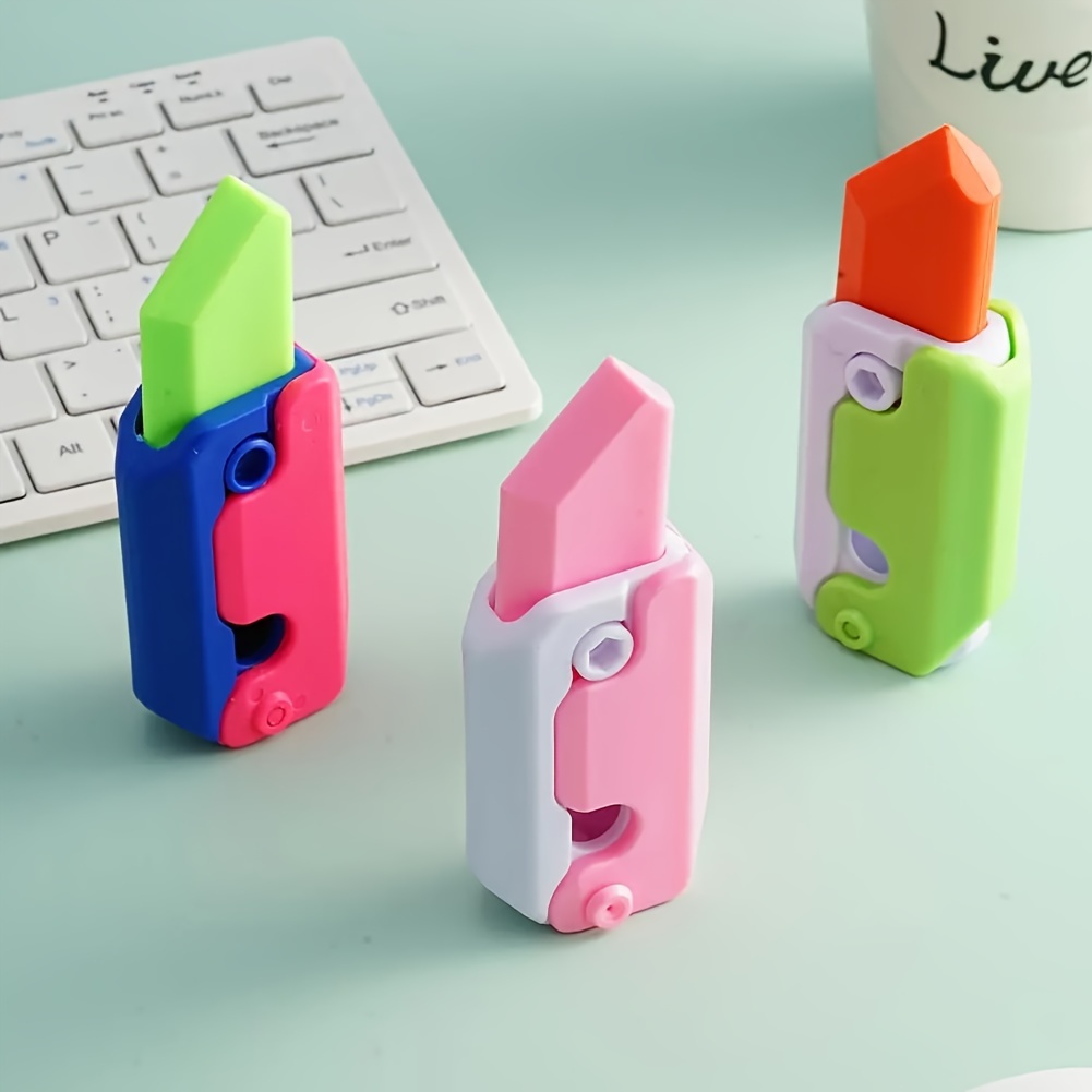 Luminous Radish Knife 3D Printing Gravity Knife Cub Jumping Small Radish  Knife Push Card Decompression Toy Christmas Gift