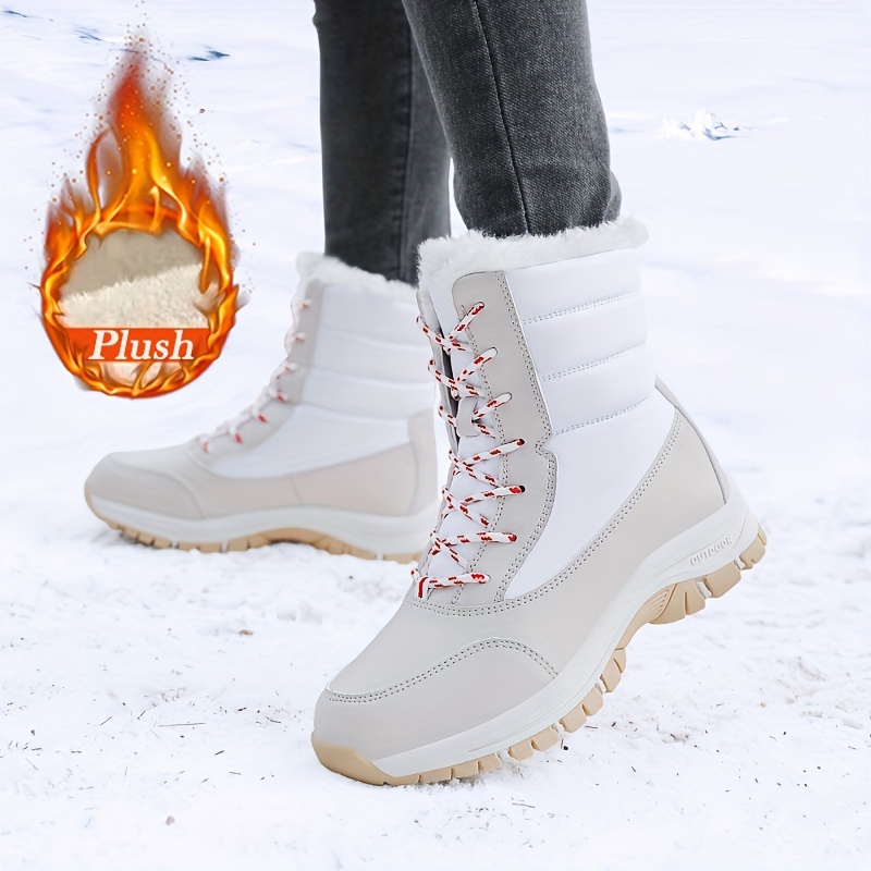 Faux Fur Lined Plush Thermal Thicken High Top Snow Boots - Temu Australia