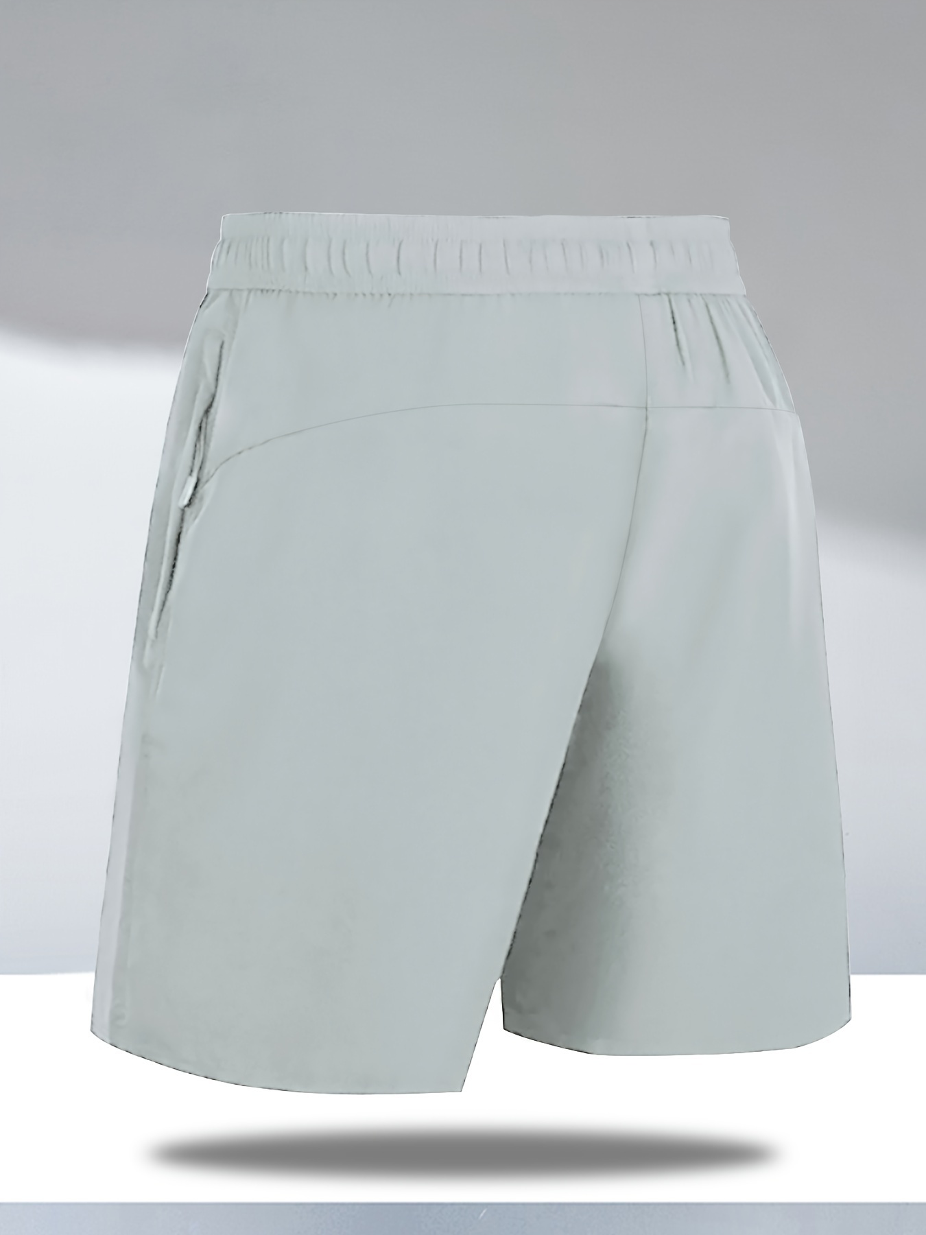 Men's Breathable Solid Quick Dry Shorts With Side Pockets, Summer Drawstring Elastic Waist Loose Fit Shorts For Running, Fitness, Training