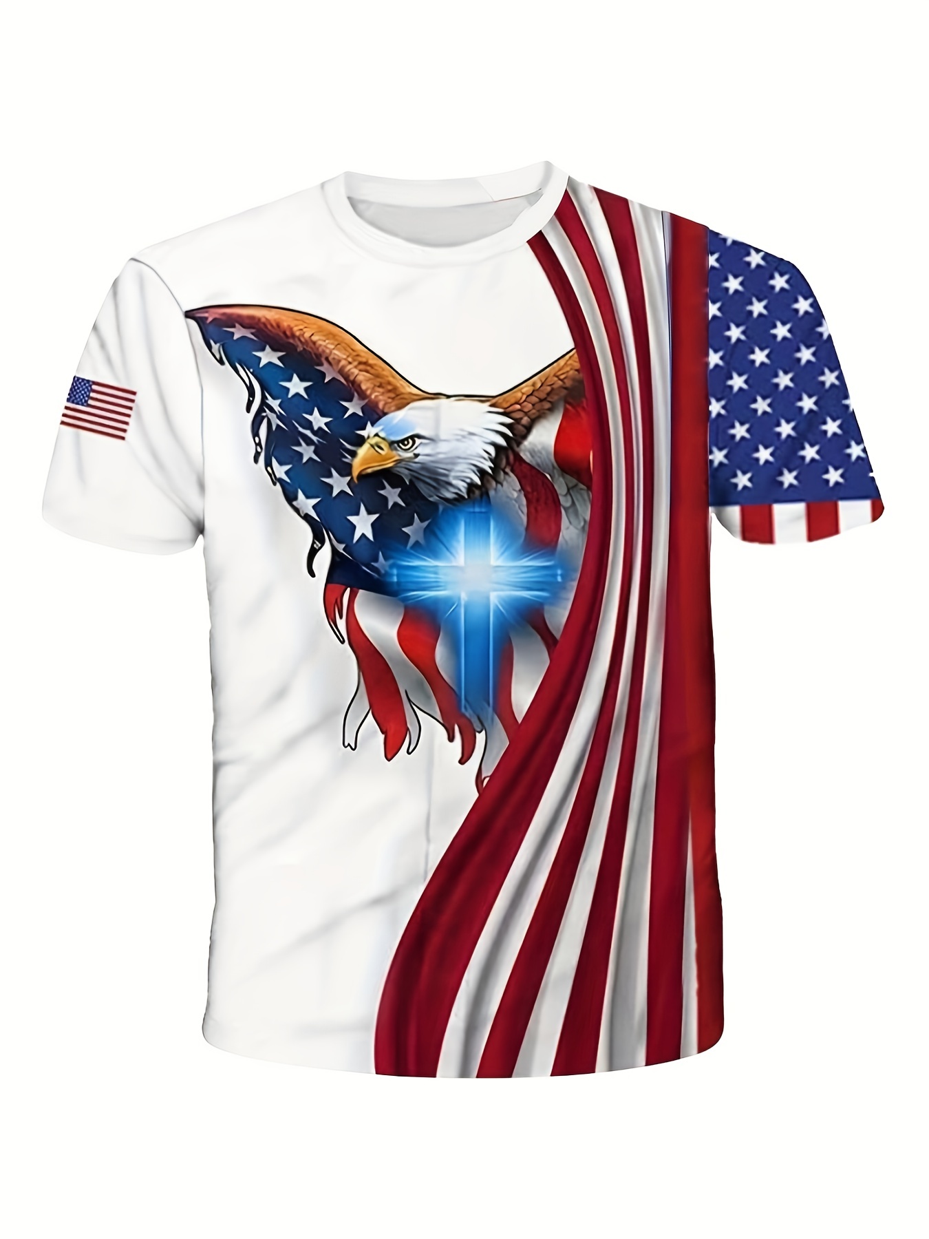 Women's American Flag Shirt 4th of July Print T-Shirts Summer Loose  Patriotic Tee Tops Casual Short Sleeve Crewneck Tops for Independence Day