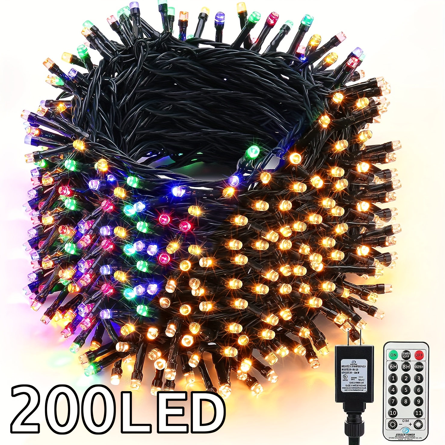 Twinkle Star Christmas String Lights, 66ft 200 LED Color Changing Tree Light  Plug in 11 Modes Functions Warm White & Multicolor with Remote Timer,  Connectable for Outdoor Indoor Xmas Party Decorations 