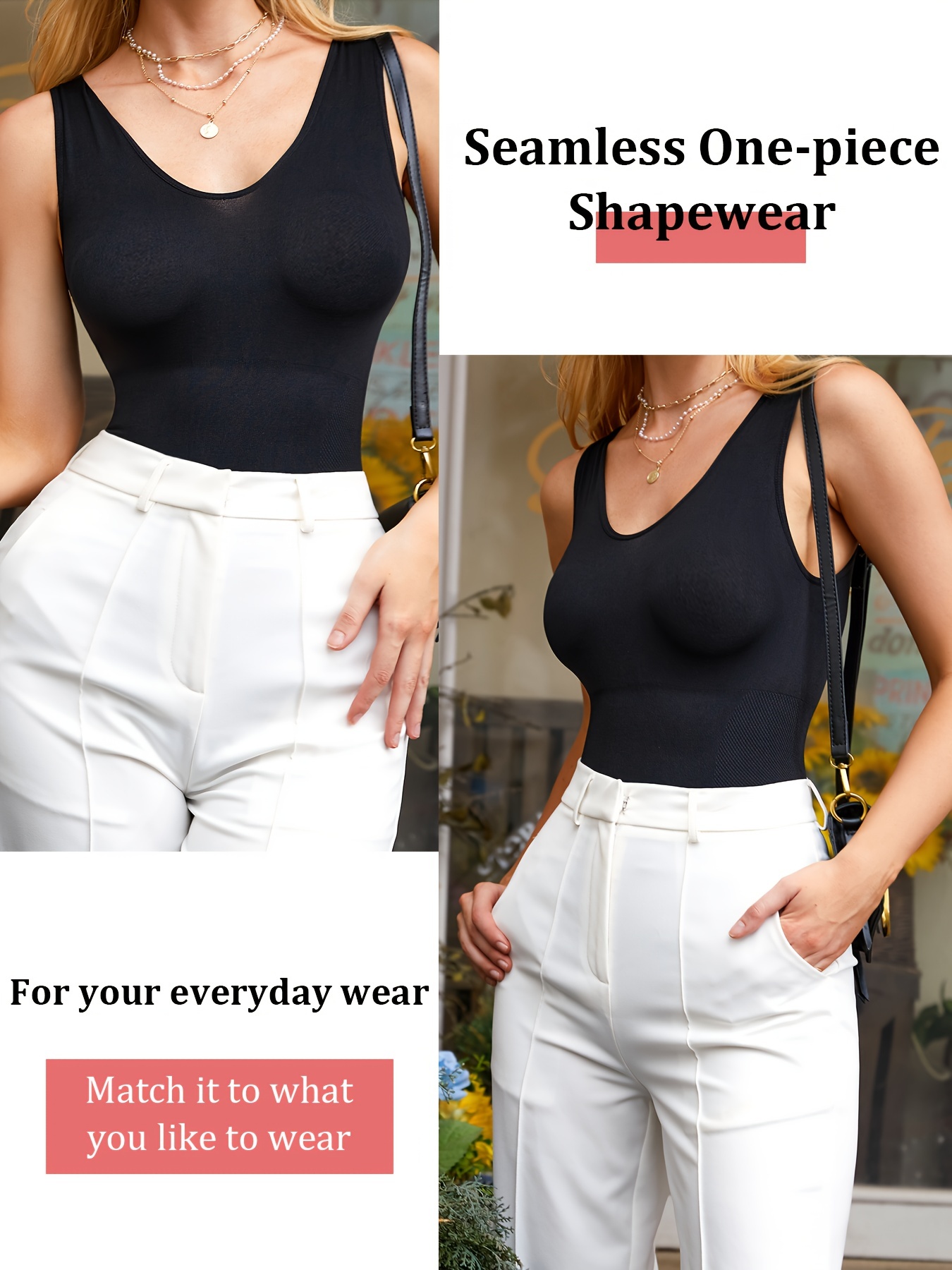 Women Seamless Sleeveless V-Neck Bodysuit Shapewear Tummy Control Body  Shaper