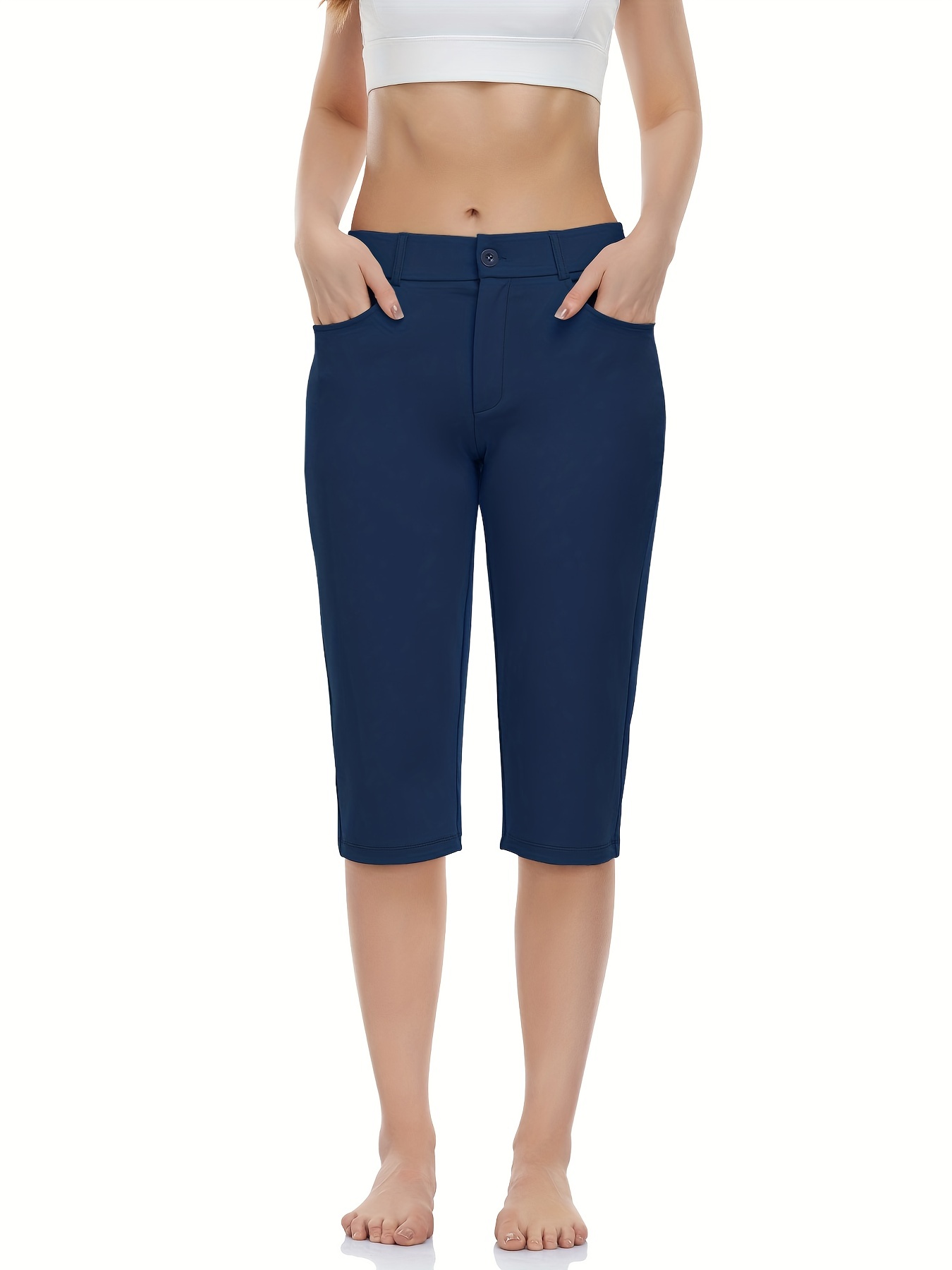 TARSE - Pantalones capri de yoga para mujer, holgados, suaves, con cordón,  pantalones deportivos casuales con bolsillos