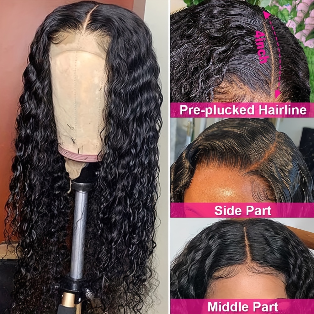 Deep Wave Lace Front Wigs Human Hair 4x4 Lace Front Wigs - Temu Canada