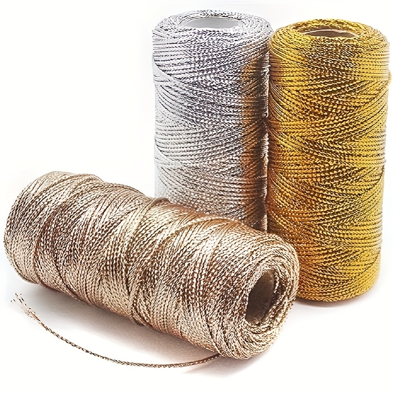 Cotton Bakers Twine, 2 Roll x 328 Feet 1mm Metallic Gold Twine String for  Baking, Butchers, Crafts Wrapping 