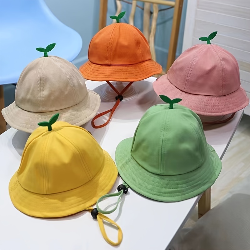 1pc Children's Fisherman Hats, Boys' Fashionable Solid Color Sun Hats, Outdoor Breathable Sun Hats For Boys And Girls