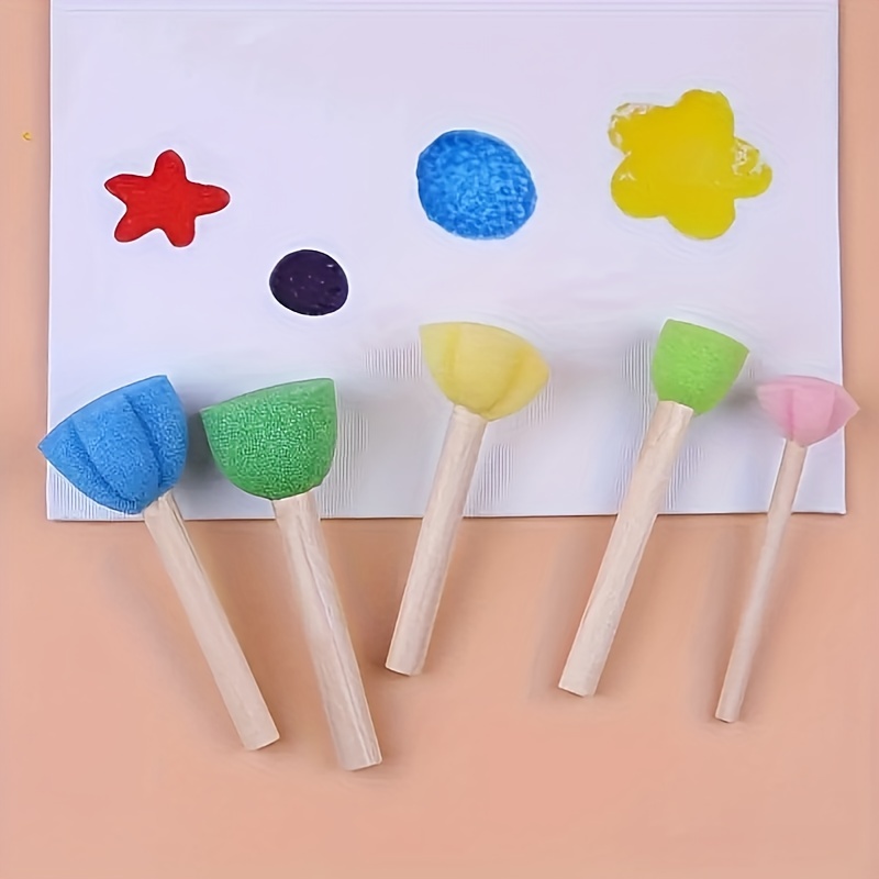60pcs Assorted Round Paint Foam Sponge Brush Set Painting Tools, Brush Set  - Great for Kids Arts and Crafts, Stencils, Painting