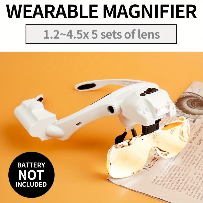 Headband Magnifier Multi-functional Removable LED light Magnifier  Magnifying Glass 1.2x 1.8x 2.5x 3.5x Magnifier Repair Tool