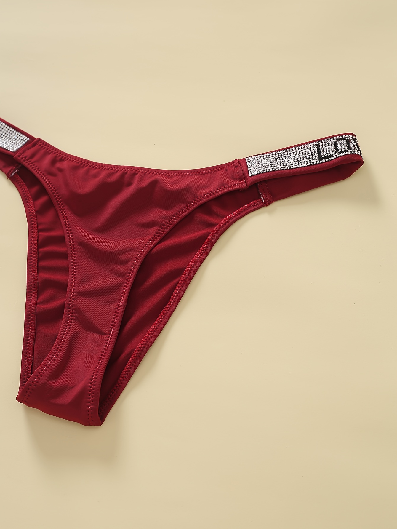 Rhinestone Decor Thongs Soft Low Waist Panties Women's Sexy - Temu Canada