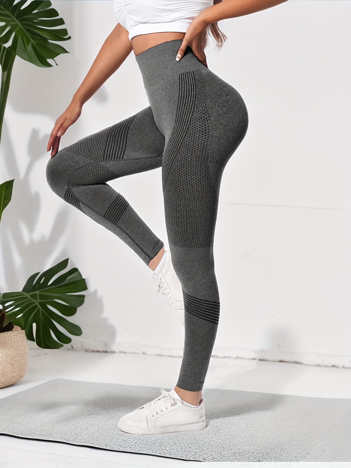 Ribbed Yoga Pants Seamless Workout Gym Leggings Women Drawstring Stripe  Training Sports Tights Fittness Althetic Leggins