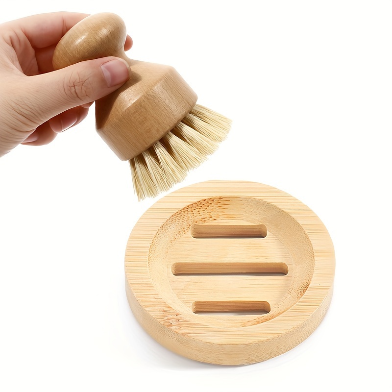 Bamboo Pot Brush, Mini Dish Brush, Scrub Brush With Durable Bristles,  Scrubber, For Cleaning Pots, Pans, Dishes - Temu