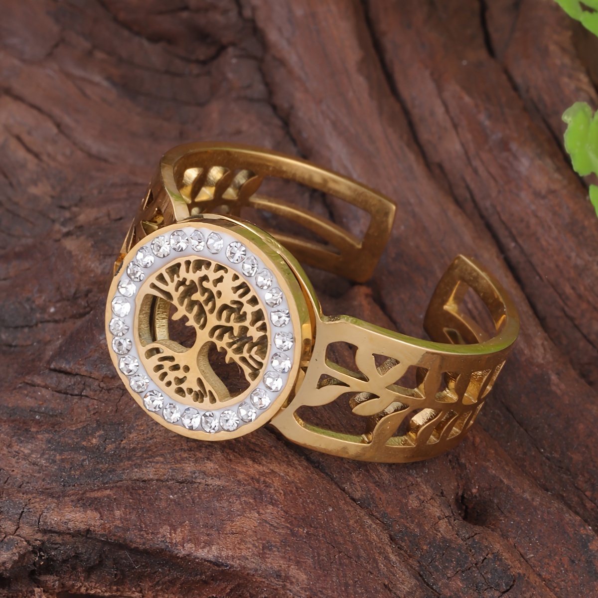 Vintage Inspired Rhinestones Stainless Steel Ring