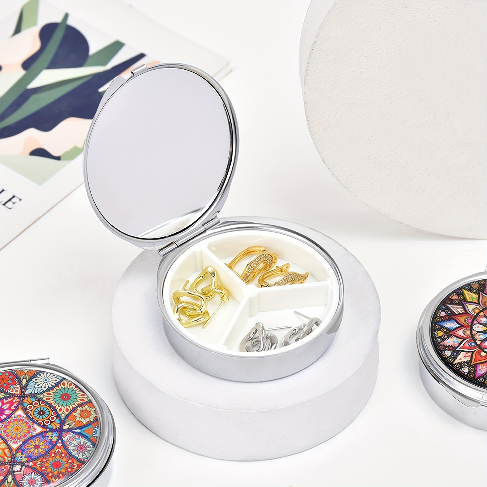 Serfeymi Cute Small Pill Case For Pockets & Purses,Elegant Pill Box