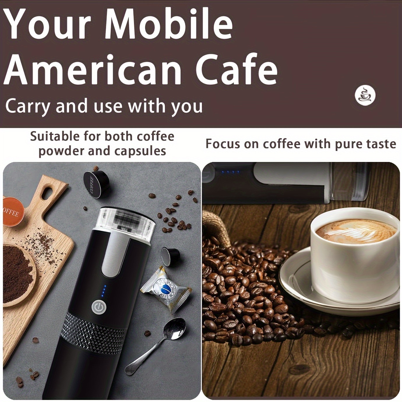 170ML Portable Electric Coffee Machine Mini Capsule Coffee Maker USB  Rechargeable Coffee Brewer Machine for Home Office Travel