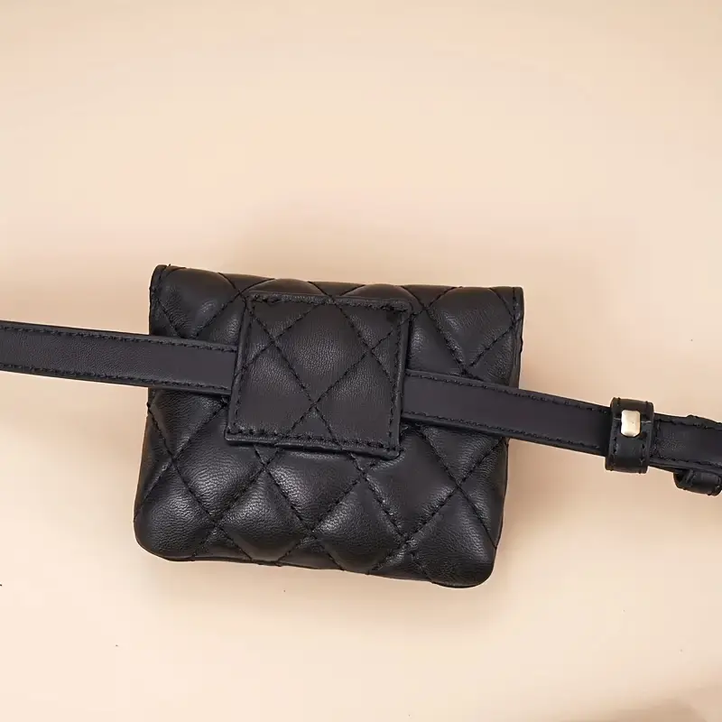 embossed pu leather belt bag for women black adjustable crossbody waist purse fanny pack trendy mini handbag detachable details 3