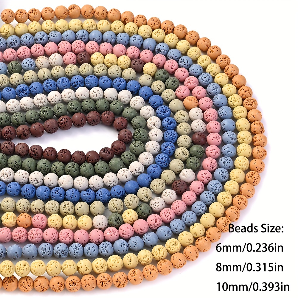 Colorful Volcanic Lava Beads Round Loose Spacer Beads For - Temu