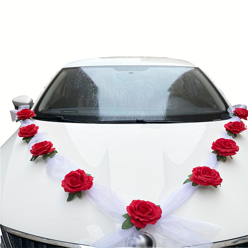 1pc Decorazione Floreale Anteriore Auto Matrimonio Set - Temu Italy