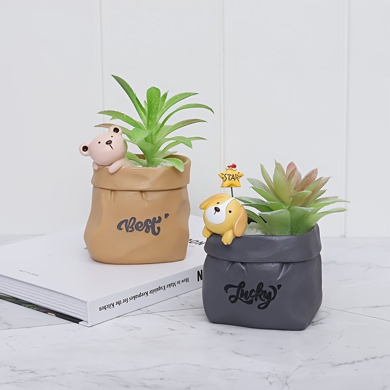 1pc Cute Animals Ceramic Succulent Planter Pot Desktop Flower Plant Pots  With Drainage For Herb Cactus Air Plants Small Pen Holder Storage Case Home  Decor | Free Shipping For New Users | Temu