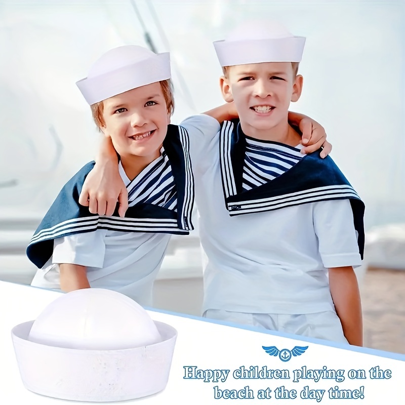 Adjustable Yacht Captain's Hat Sailors Sea Cap Navy Captain Hat Adult  Sailor Cosplay Costume Accessory (White)