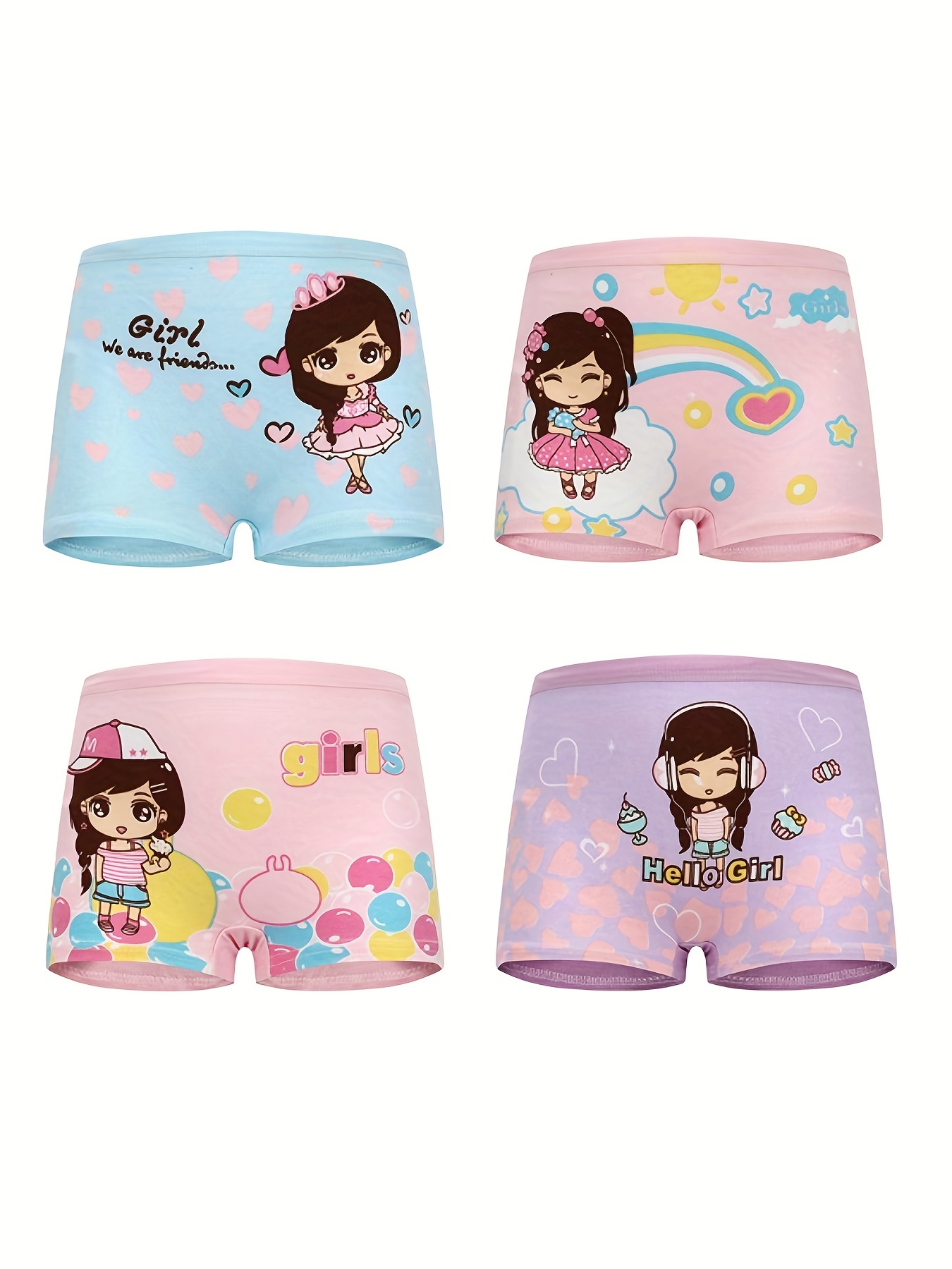 Girl's Cotton Boxer Briefs Cute Cartoon Girls Pattern - Temu