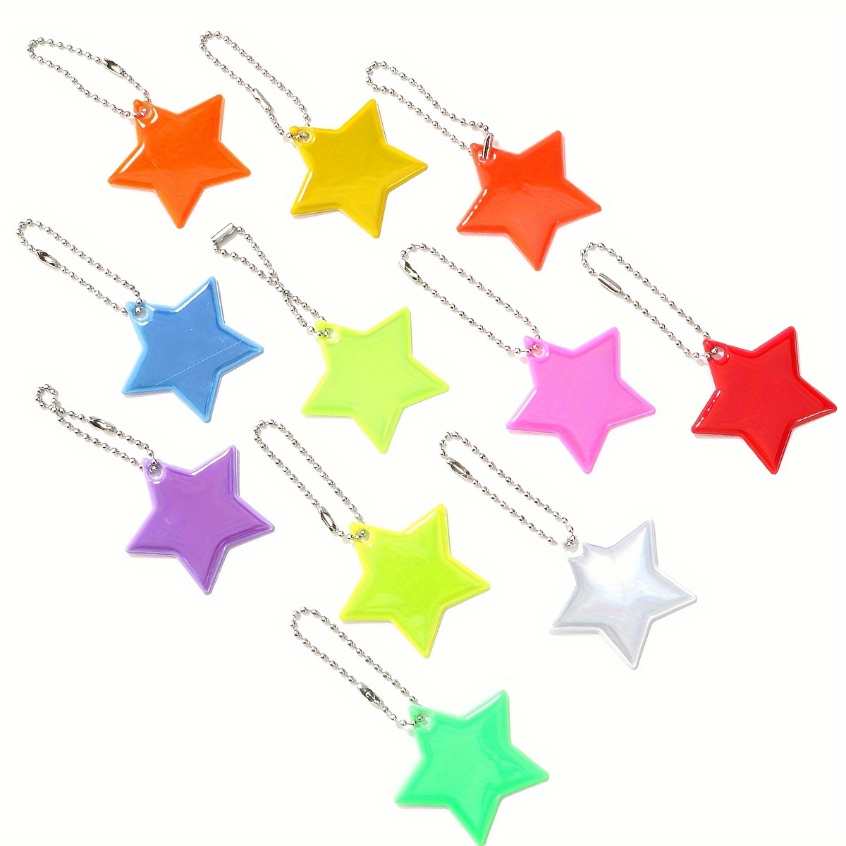 

12 Pcs Reflective Star-shaped Keychains, Luminous Keychains For Night Safety, Unisex, Fashion Accessories For Outdoor Cycling & Running, Decorative Bag Charms, Ideal For Friends, Family, Colleagues