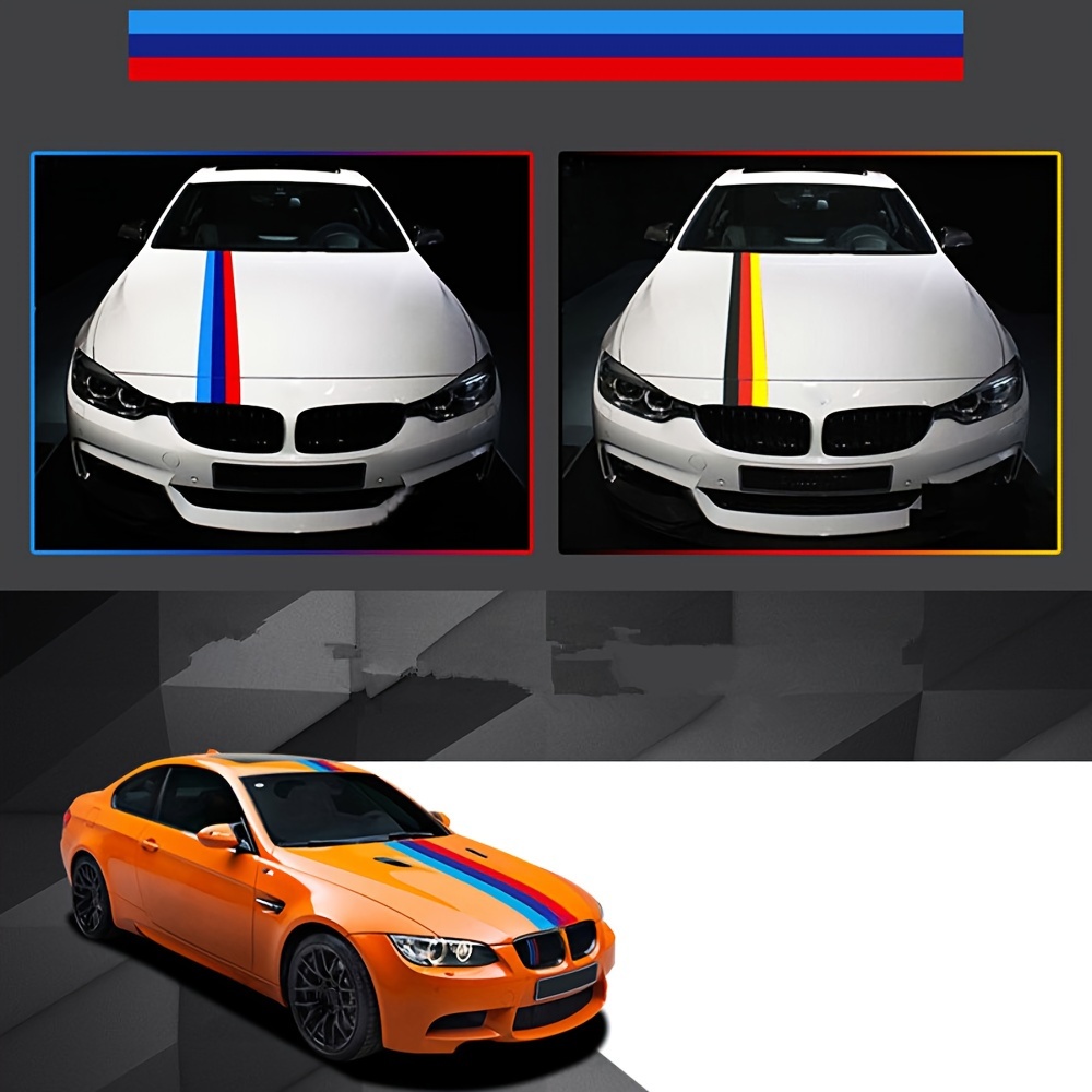 Car Sticker M Color Stripes Rally Side Hood Racing - Temu