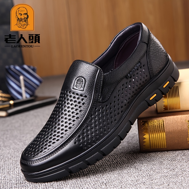 Laorentou Mens Premium Leather Horsebit Loafer Shoes Lightweight