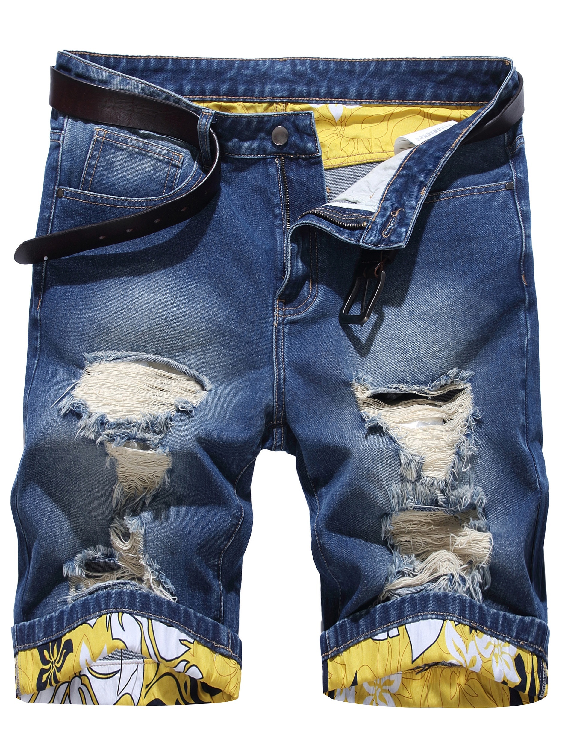 Pantalones Cortos Denim Hombre Pantalón Vaquero Ligero - Temu