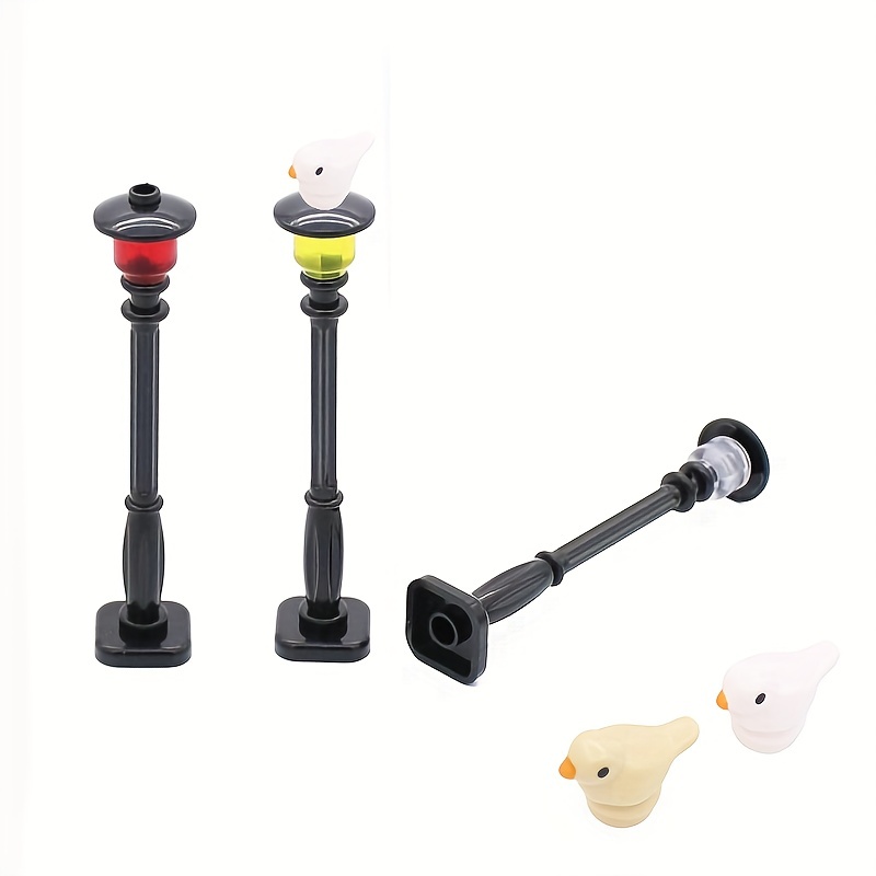 4pcs Set Birds Streetlamp Bricks Accessories Toys City House