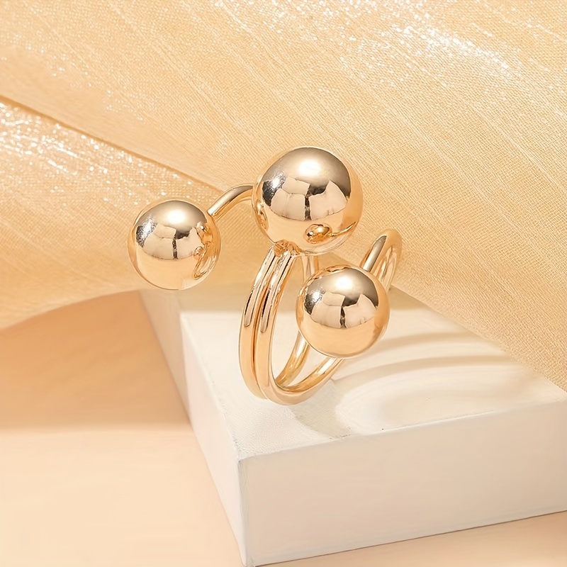 Adjustable Open Ring with Multiple Golden Balls