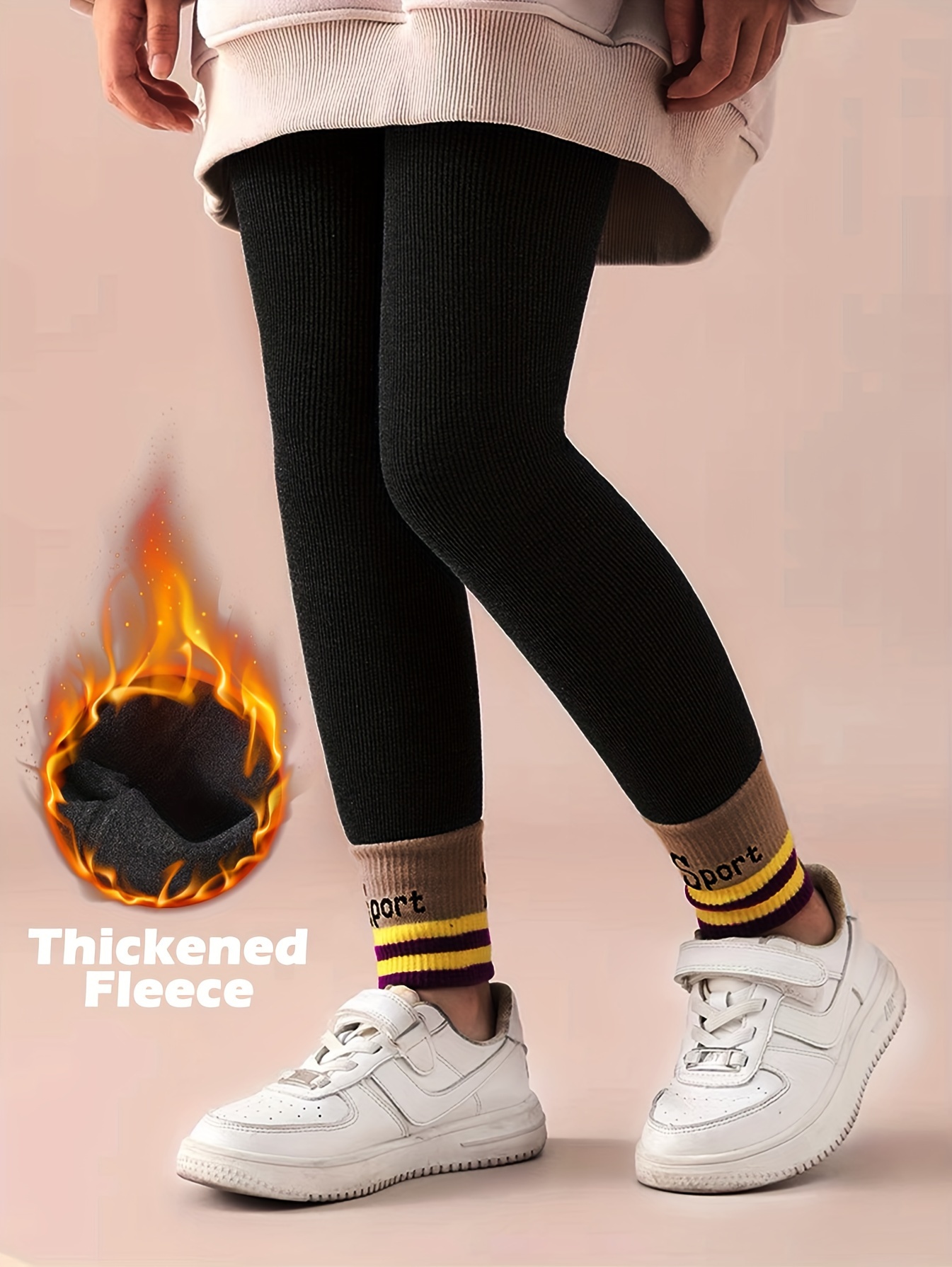 Thick Stretchy Leggings Bow Girls Fleece Pants Kids Gift - Temu Canada