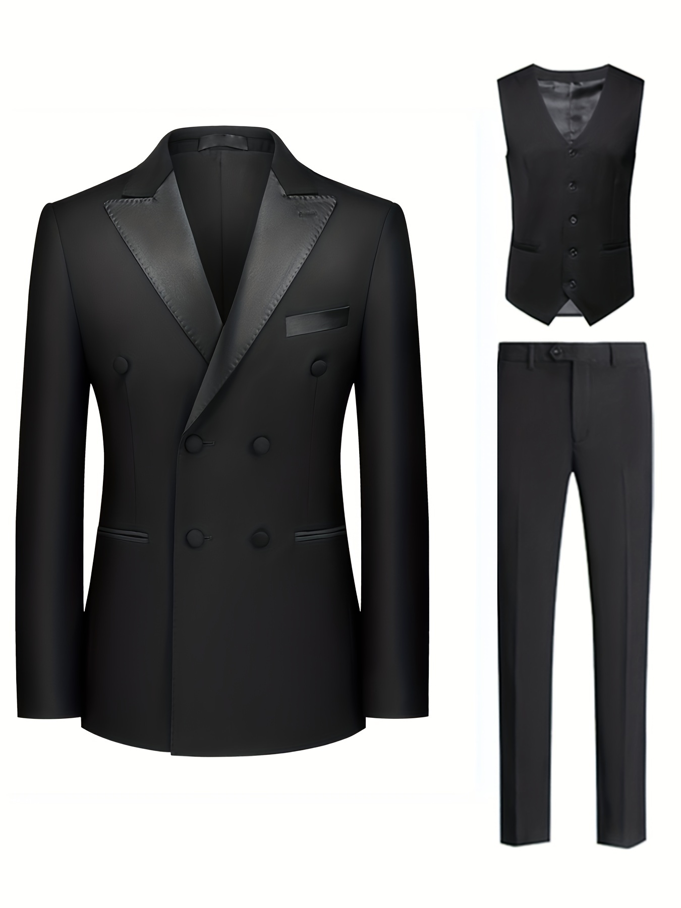  YuanLu Conjunto de traje formal para niño de 4 piezas con  chaleco, pantalones, camisa de vestir y corbata, Camisa blanca y negra :  Ropa, Zapatos y Joyería