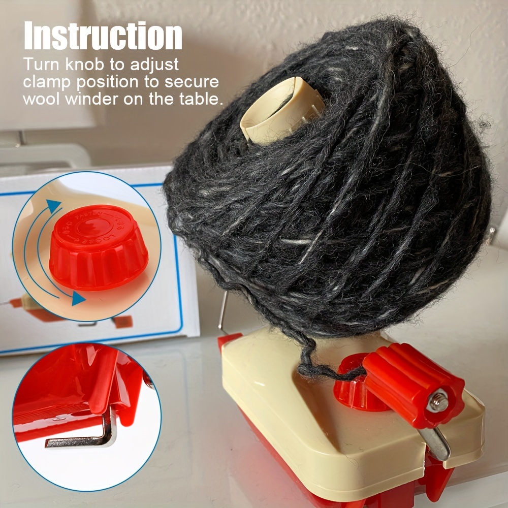 Yarn Ball Winder Hand Operated Winding Wool Winder Machine Yarn String Ball Winder, Convenient Ball Winder for Yarn Tabletop Clamp, Blue