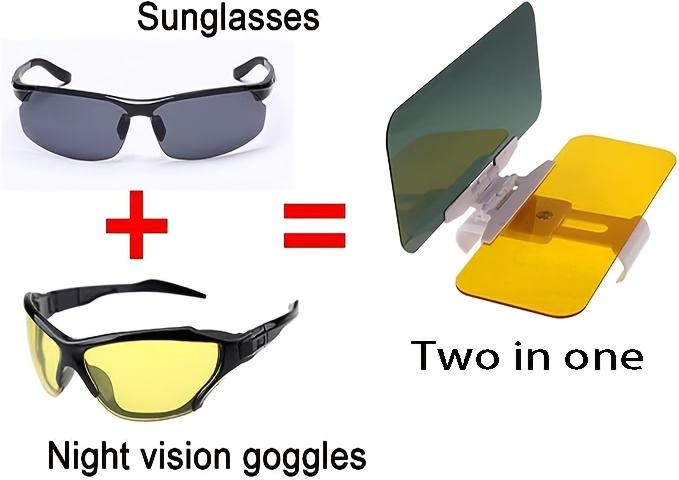 1pc 2 In 1 Auto Sonnenblende Goggle Tag Und Nacht Anti UV - Temu