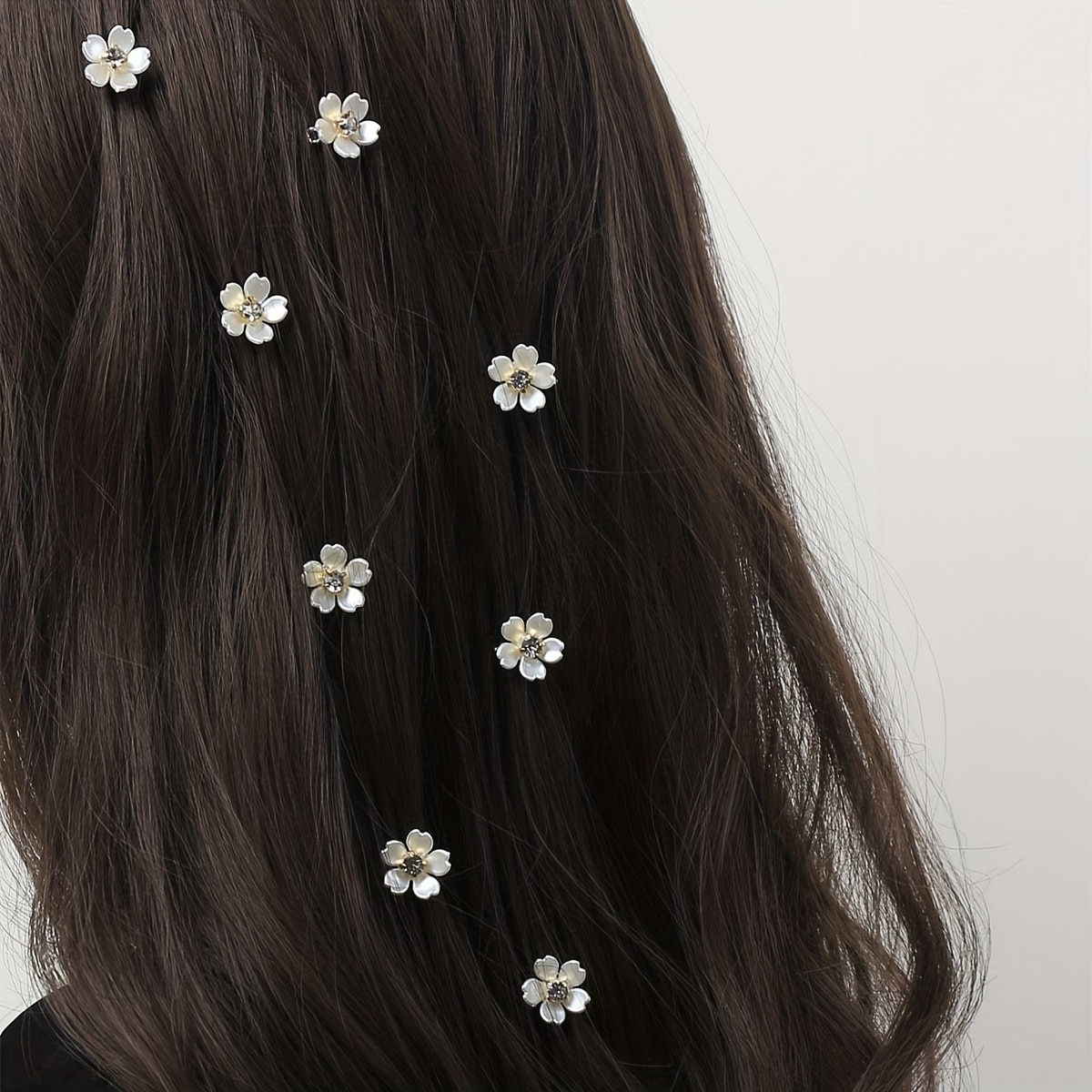 

10pcs Pearl Colored Flower Hair Cuff Pin Sweet Braids Hairpins Rhinestone Decor Hair Clips Hair Accessories For Women Female