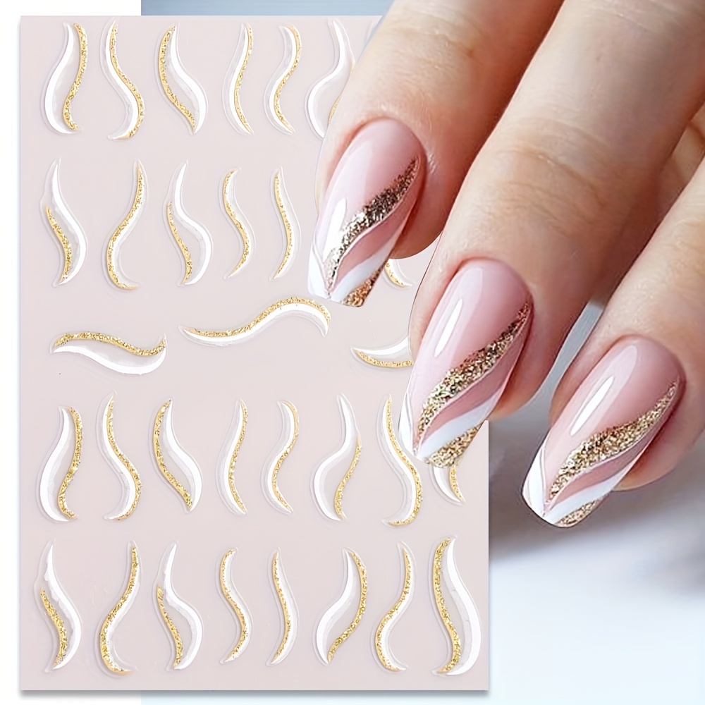 French nail stickers (French Tip Nail Stickers Self-Adhesive