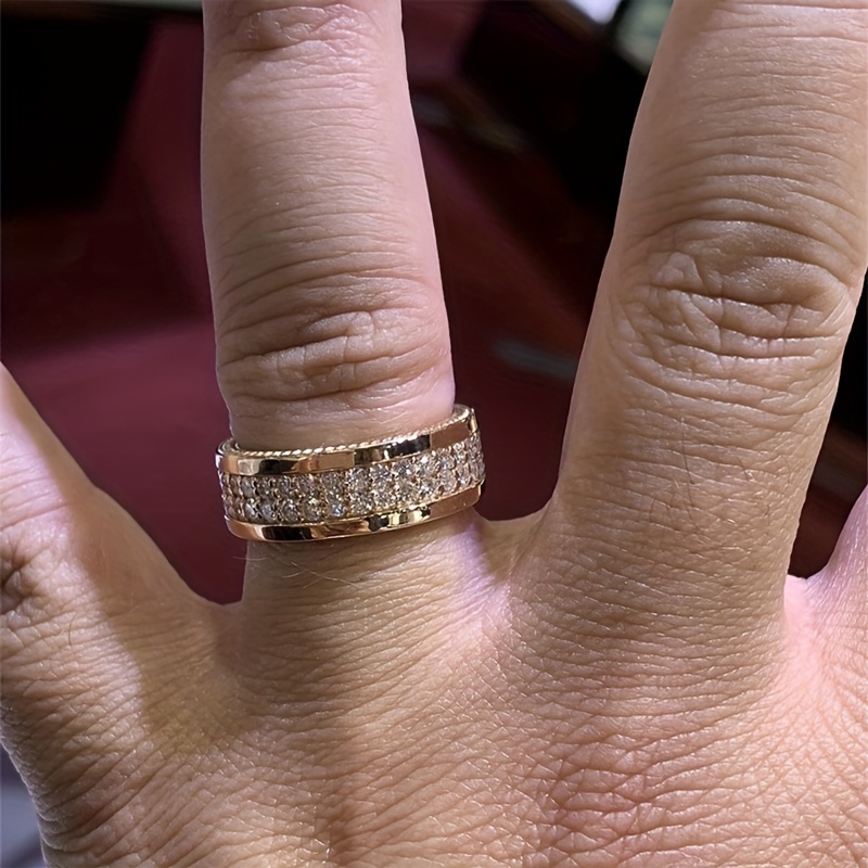 Women's CZ Ring Copper Band April Birthstone Anniversary Gift