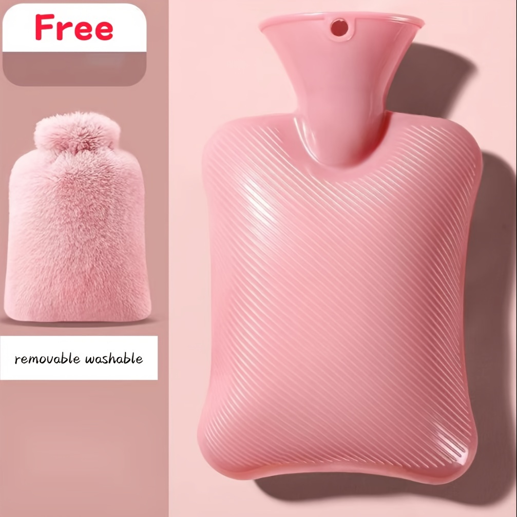 Bolsa de água Quente de Silicone, Garrafa de água Quente de Inverno Bonita  Segura para Menstruação (Rosa)